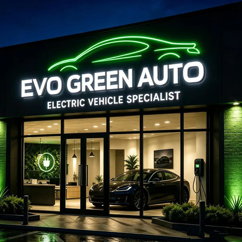 Auto Repair Shop Logo Design - Custom LED Backlit Letter Sign Outdoor