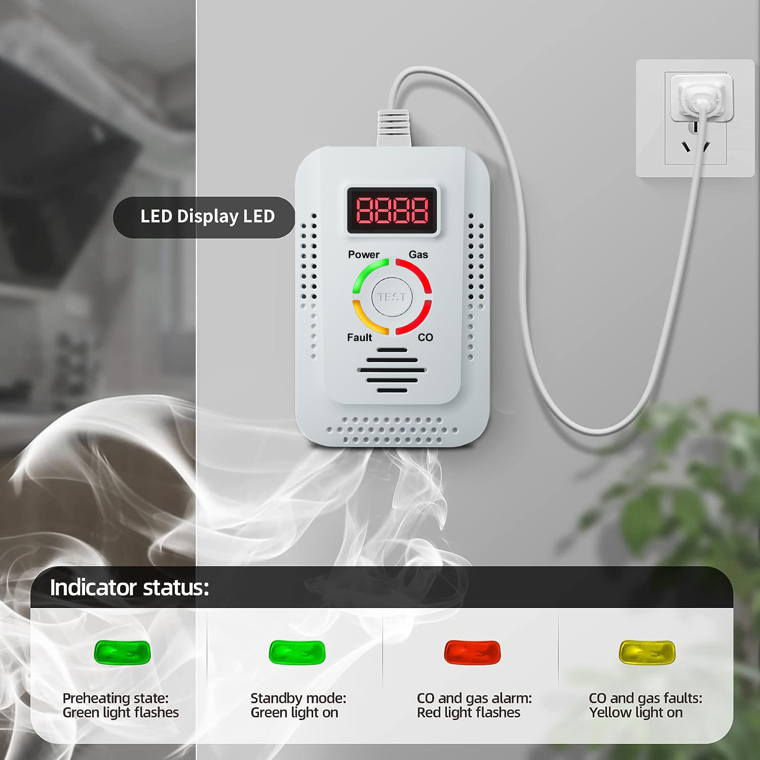 Smoke Leak Detector - Natural Gas Detector 2in1 And Carbon