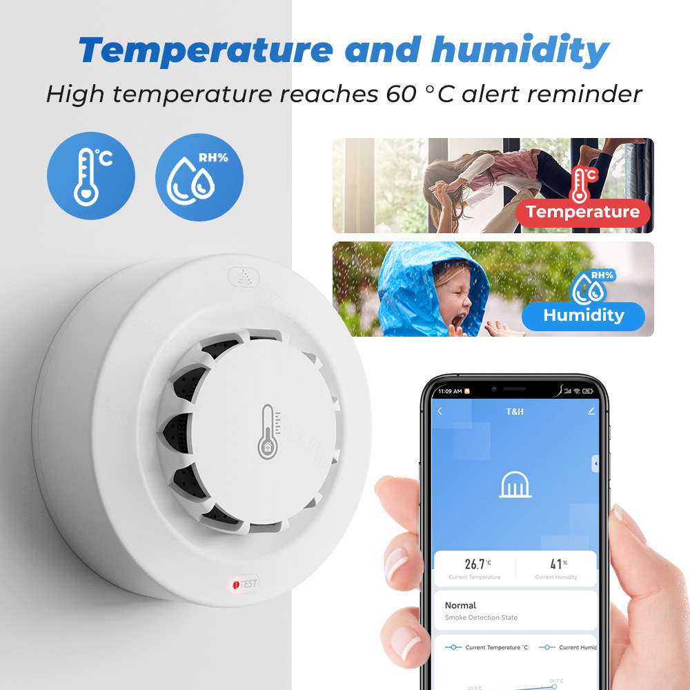 Tuya WiFi Temperature and Humi - Smoke Leak Detector recension och pris