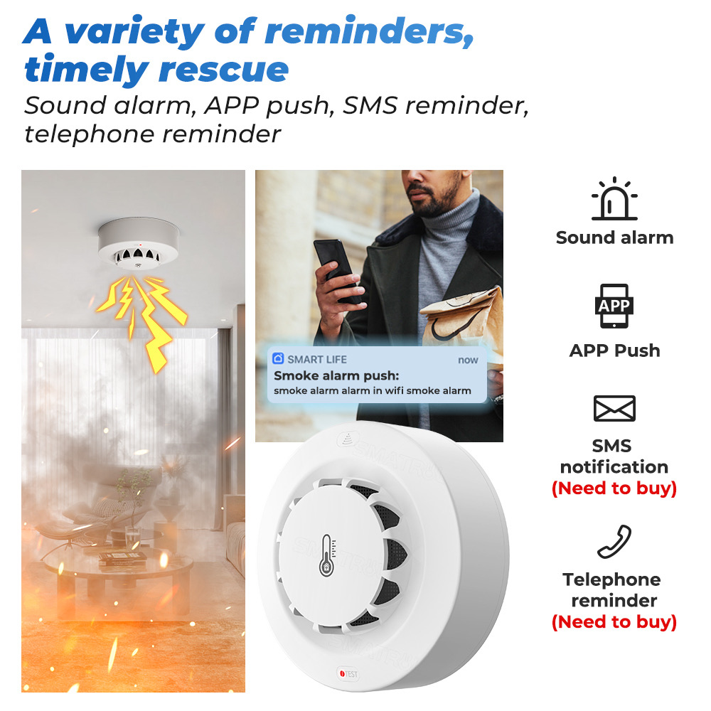 Tuya WiFi Temperature and Humi - Smoke Leak Detector recension och pris