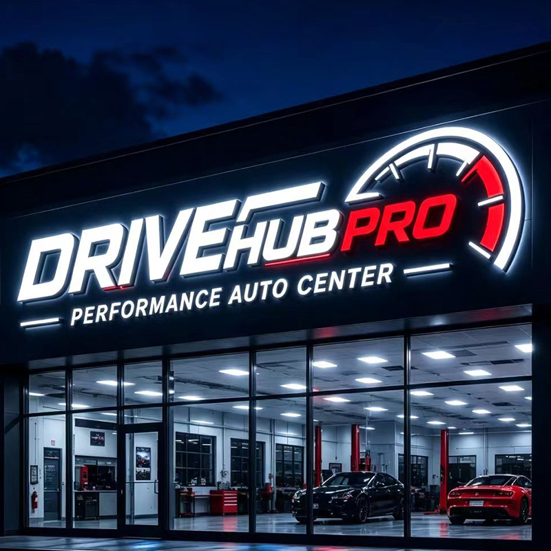 Custom LED Backlit Letter Sign - Auto Repair Shop Logo Design recension och pris